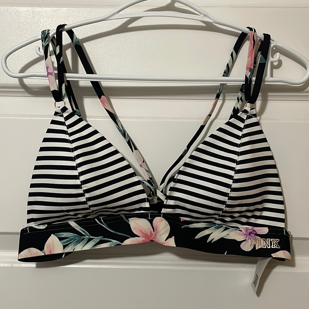 VICTORIA’S SECRET Bralette floral and stripe sz L